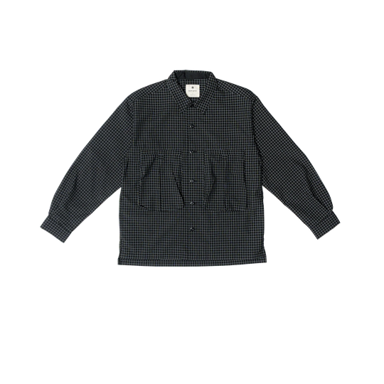 Wool Reflective Grid Shirt Black