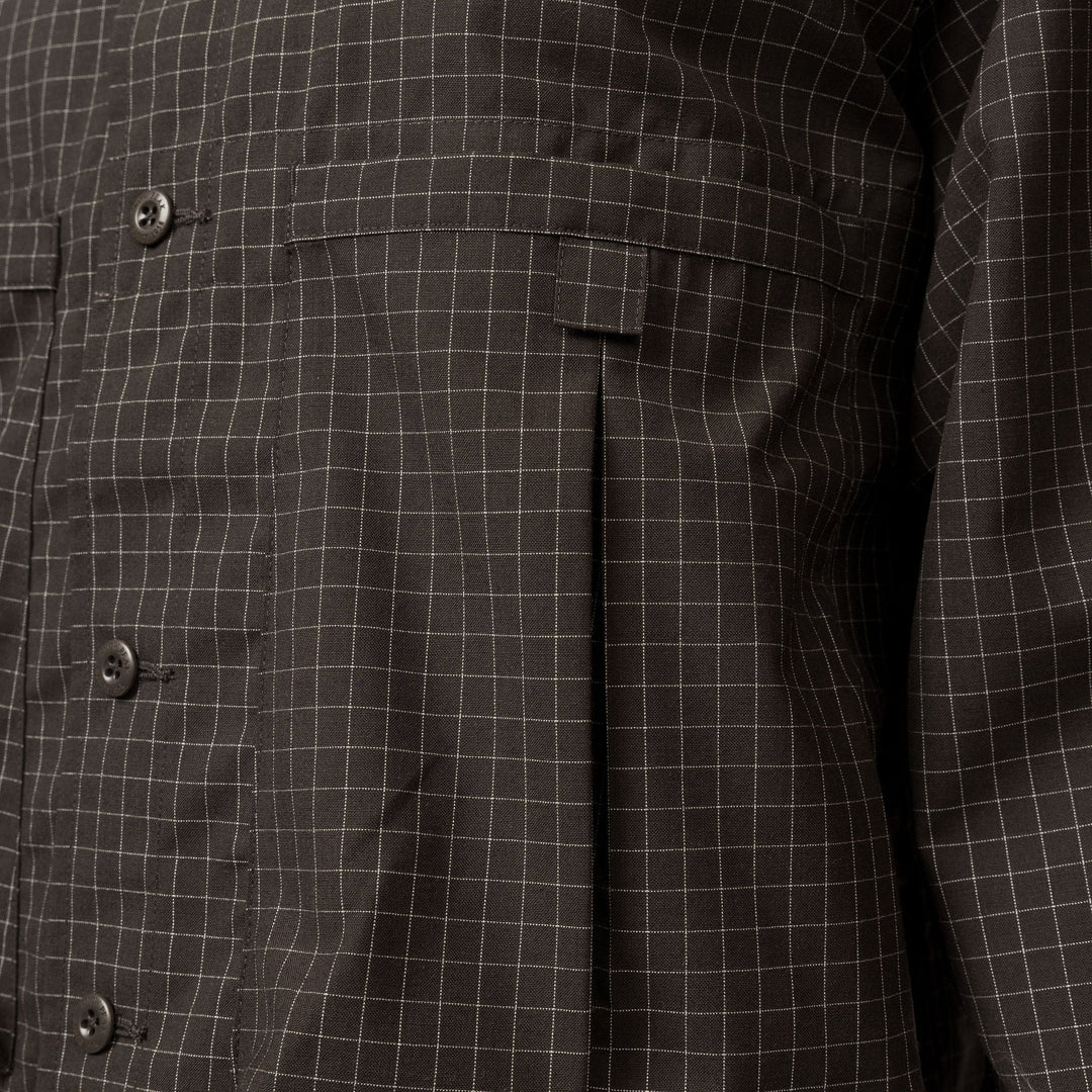 Wool Reflective Grid Shirt Black
