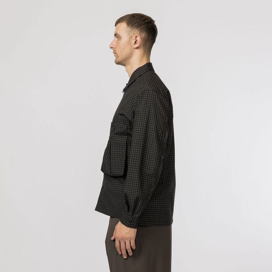 Wool Reflective Grid Shirt Black