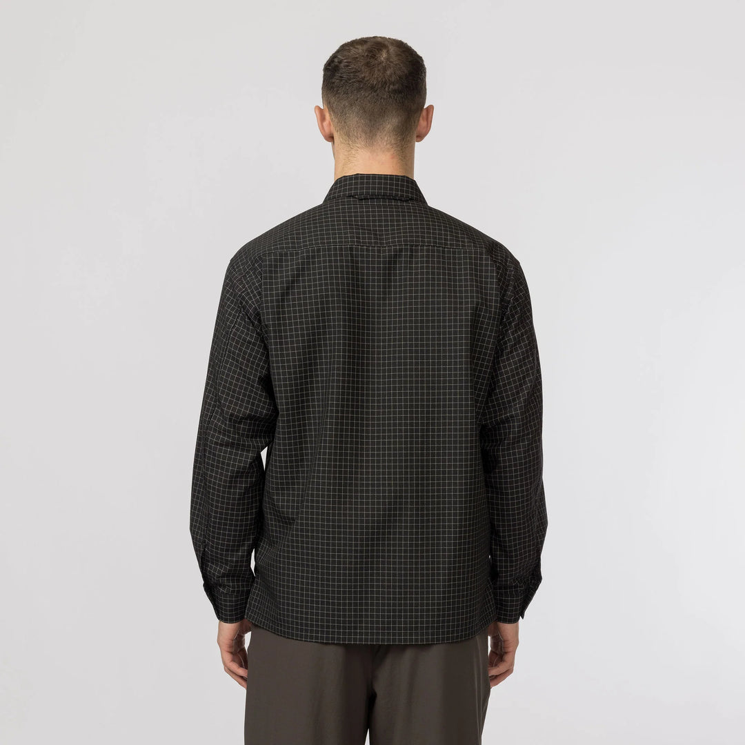 Wool Reflective Grid Shirt Black