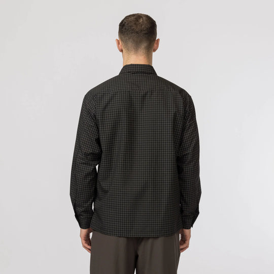 Wool Reflective Grid Shirt Black