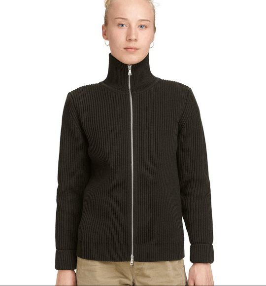 Navy Full-Zip Natural Brown