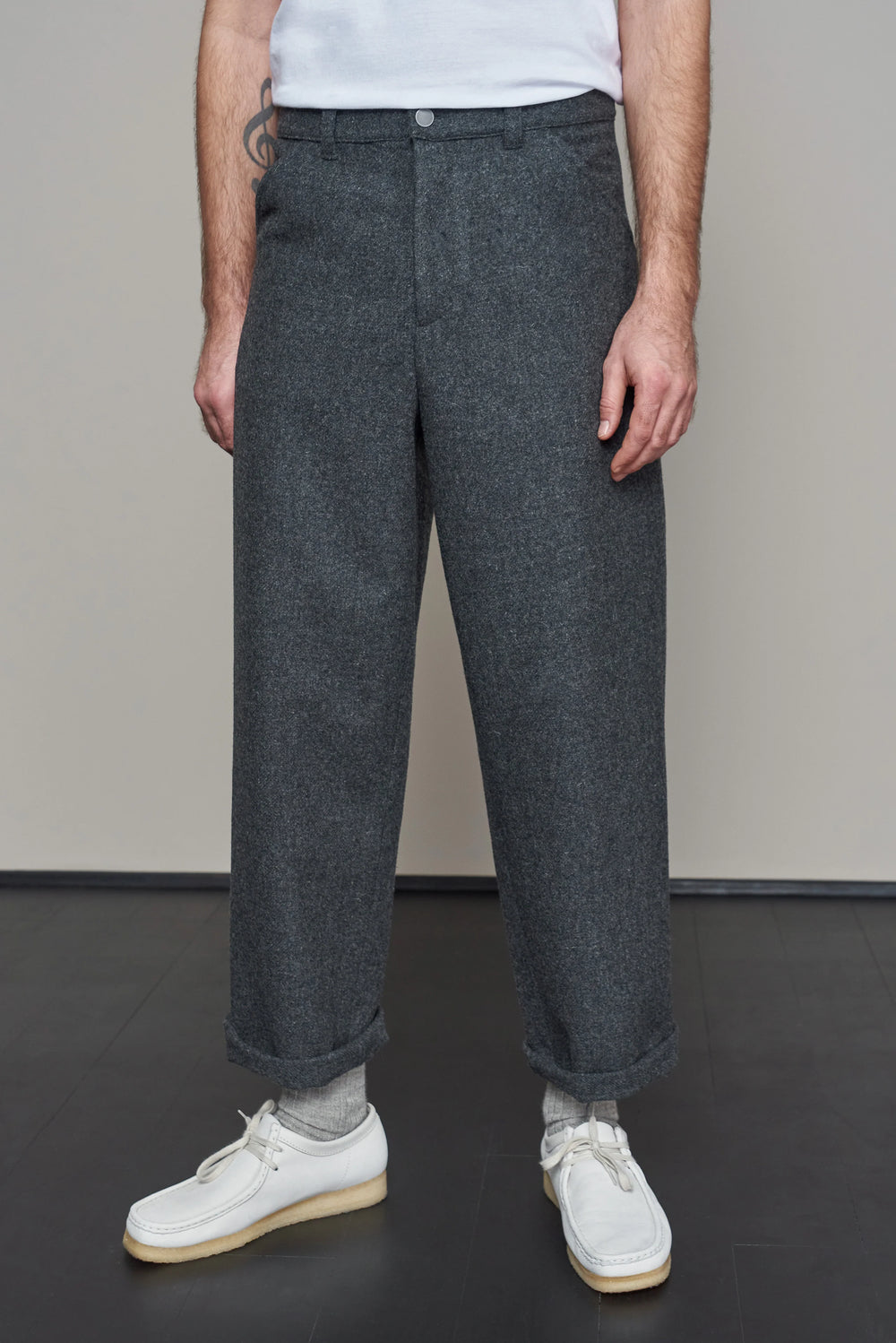 Weite Lambswool-Hose Carlo